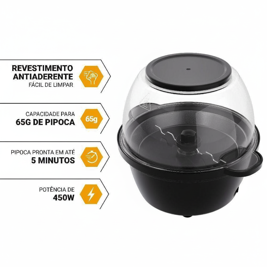 Pipoqueira Elétrica 2 em 1 Antiaderente 65g 110v/220v