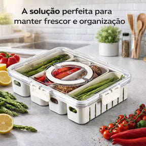Pote Hermético Organizador de Geladeira com 4 Divisórias