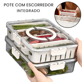 Pote Hermético Organizador de Geladeira com 4 Divisórias