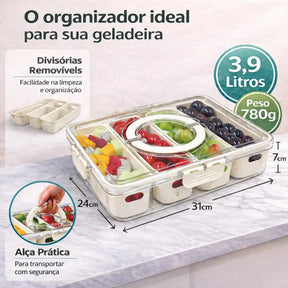 Pote Hermético Organizador de Geladeira com 4 Divisórias