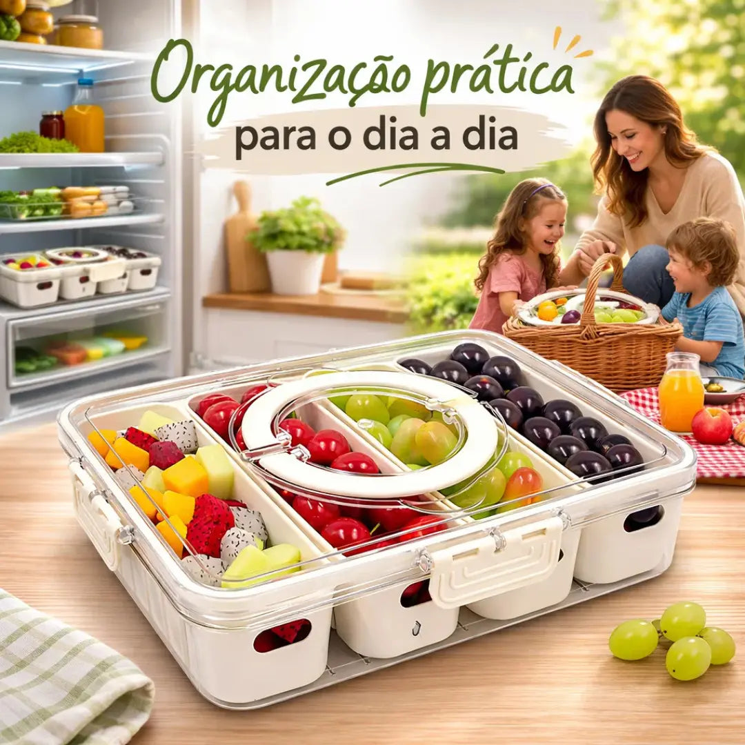 Pote Hermético Organizador de Geladeira com 4 Divisórias