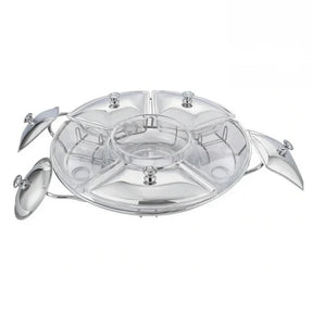 Rechaud Giratório Com 6 Compartimentos Aço Inox e Vidro 52cm