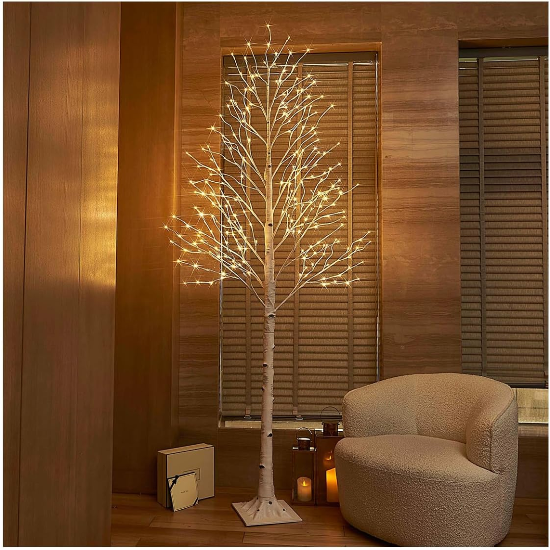 Conjunto de Árvores de Natal LED com Ramos de Bétula Branco - 3 em 1