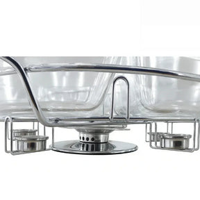 Rechaud Giratório Com 6 Compartimentos Aço Inox e Vidro 52cm