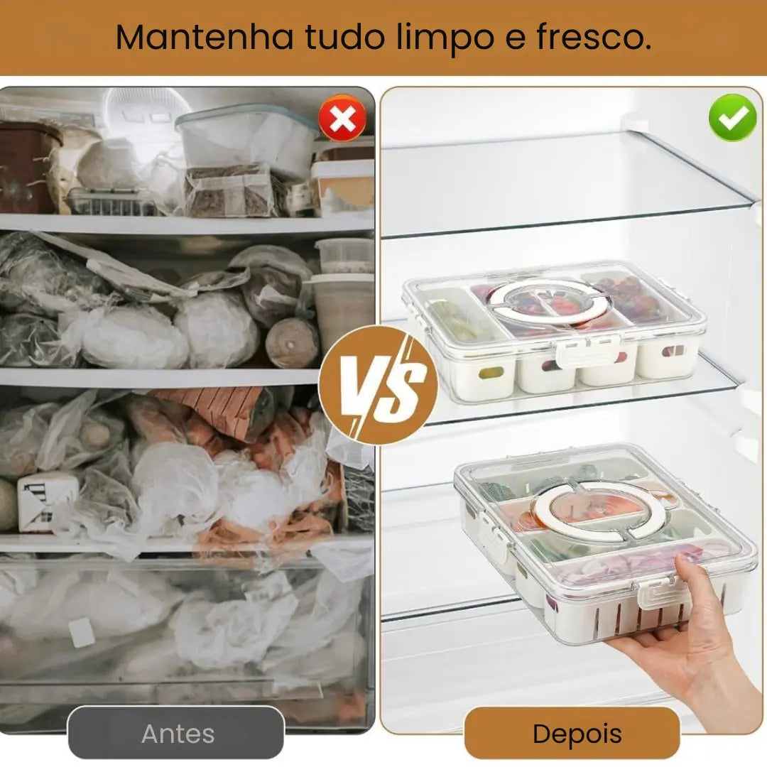 Pote Hermético Organizador de Geladeira com 4 Divisórias