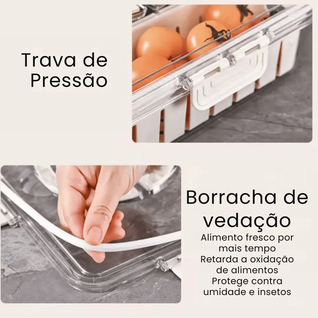 Pote Hermético Organizador de Geladeira com 4 Divisórias