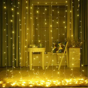Cortina de Luzes de Fadas LED com Controle Remoto para Natal
