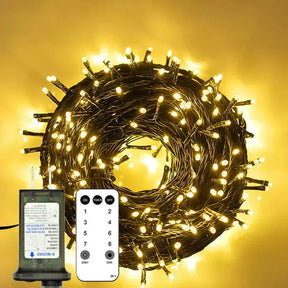 Luzes de Fada LED Impermeáveis - Magia Natalina com Controle Remoto