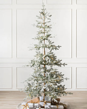 Árvore de Natal Nevada com Galhos Nevados, Suporte Metálico e Micro LEDs Embutidos