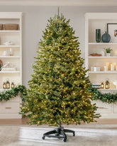 Árvore de Natal Verde Premium com Galhos Articulados, Suporte Metálico com Rodinhas e Micro LEDs Embutidos
