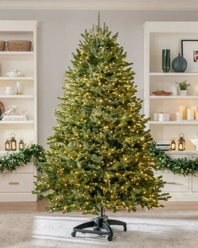 Árvore de Natal Verde Premium com Galhos Articulados, Suporte Metálico com Rodinhas e Micro LEDs Embutidos