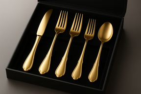 Conjunto Talheres Dourados Premium - 48 Peças Banhado Ouro