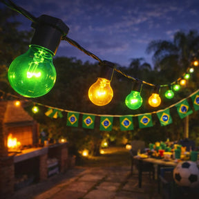 🇧🇷 Varal de Luzes Copa do Mundo – Verde e Amarelo